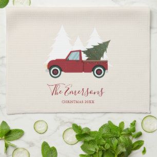  Kerstmis met Red Truck Theedoek