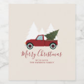 Kerstmis met Red Truck Wijn Etiket (Enkel label)