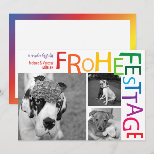 Kerstmis met regenboog kaart (Voorkant / Achterkant)