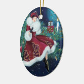 kerstmis met Retro Art Deco Woman Keramisch Ornament (Links)