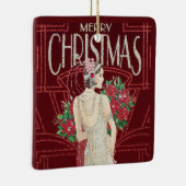  kerstmis met Retro Art Deco Woman Keramisch Ornament (Rechts)