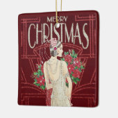  kerstmis met Retro Art Deco Woman Keramisch Ornament (Links)
