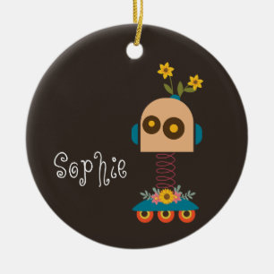 Kerstmis met robot keramisch ornament