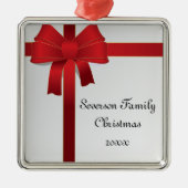 Kerstmis met rode bow metalen ornament (Voorkant)