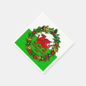Kerstmis met rode draak met tekstjaar Welsh Flag R Servet (Hoek)