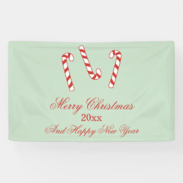 Kerstmis met rode, groene en witte snoepjes spandoek