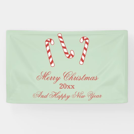 Kerstmis met rode, groene en witte snoepjes spandoek (Horizontaal)