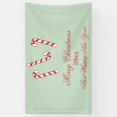 Kerstmis met rode, groene en witte snoepjes spandoek (Verticaal)