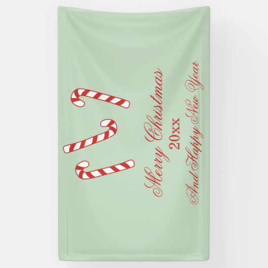 Kerstmis met rode, groene en witte snoepjes spandoek (Verticaal)