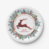 Kerstmis met rode kerstherten papieren bordje (Voorkant)