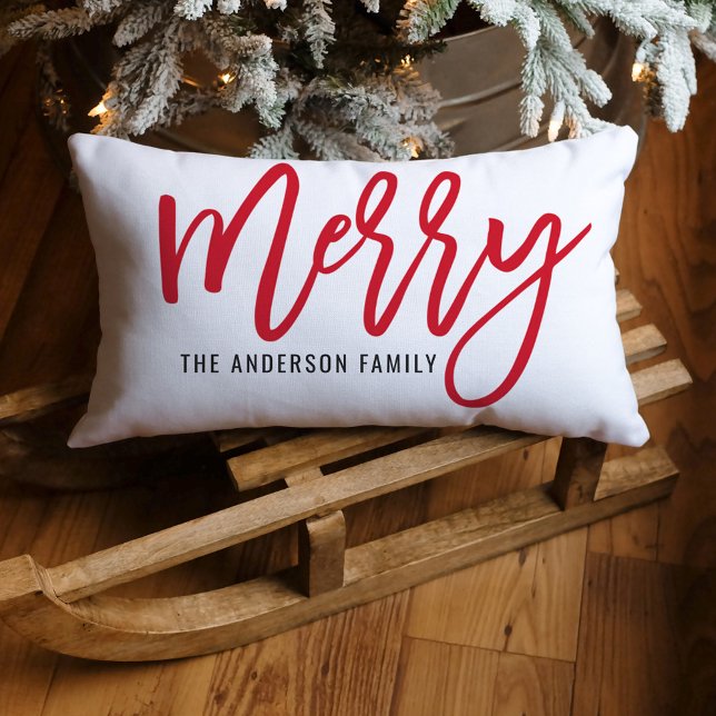 Kerstmis met rode script familienaam kussen (Creator heeft geüpload)