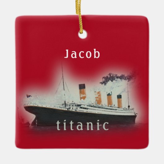  Kerstmis met rode Titanic Keramisch Ornament (Voorkant)