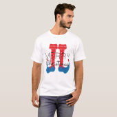 Kerstmis met rood blauw script Snowflake T-Shirt (Voorkant volledig)