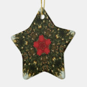 Kerstmis met rood groen goud met Red Star Keramisch Ornament (Links)