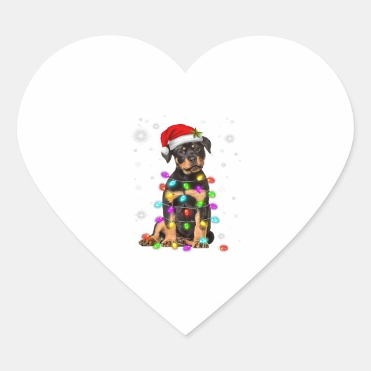 Kerstmis met Rottweiler Dog Hart Sticker (Voorkant)