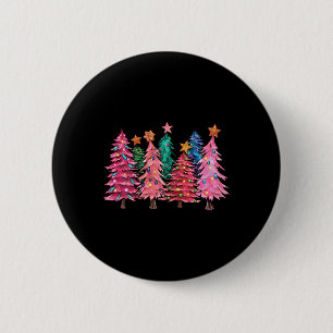 Kerstmis met roze bomen Kerstmis kostuum meisjes Ronde Button 5,7 Cm