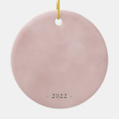 Kerstmis met roze lintfoto keramisch ornament (Achterkant)