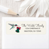 Kerstmis met ruby-thromingbird Return Address Etiket (Insitu)