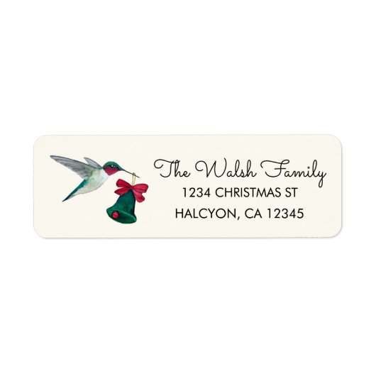 Kerstmis met ruby-thromingbird Return Address Etiket (Voorkant)