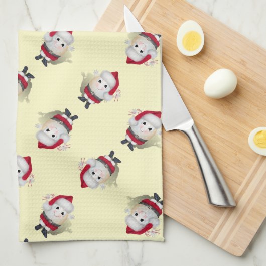 Kerstmis met Santa Egg Theedoek (Quarter Fold)
