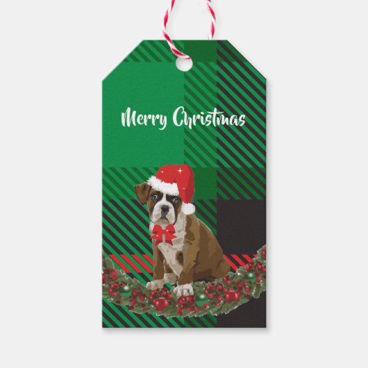 Kerstmis met Santa Hat Green Gift-Labels Cadeaulabel (Voorkant)