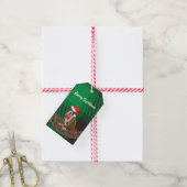 Kerstmis met Santa Hat Green Gift-Labels Cadeaulabel (Met Touw)