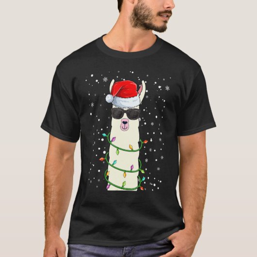 Kerstmis met Santa Hat Ugly Kerstmis Lama T-shirt (Voorkant)