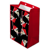 Kerstmis met Santa Hats Gift Bag Black Medium Cadeauzakje (Achterkant Gekanteld)