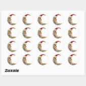 Kerstmis met Santa Moon Ronde Sticker (Vel)