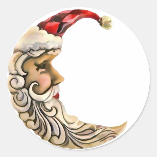 Kerstmis met Santa Moon Ronde Sticker (Voorkant)