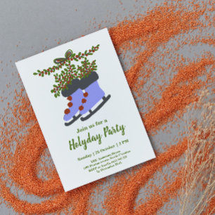 Kerstmis met Schaatsen Holiday Party Kaart