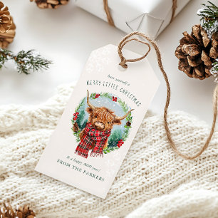 Kerstmis met Schotse Hooglanders Boerderijdier Mer Cadeaulabel