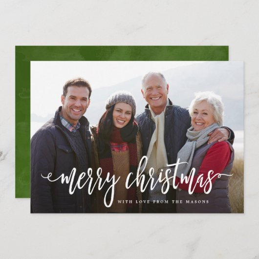 Kerstmis met scripts feestdagenkaart (Voorkant / Achterkant)