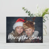 Kerstmis met scripts | Rood met foto Feestdagenkaart (Staand voorkant)