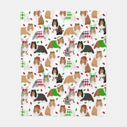 Kerstmis met Shetland Sheepdog Fleece Blanket (Voorkant)
