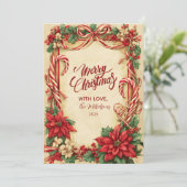  kerstmis met snoepsuikerriet feestdagenkaart (Staand voorkant)