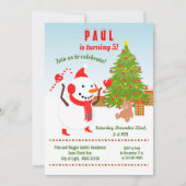 Kerstmis met Snowman Birthday Party Invitation Kaart (Voorkant)