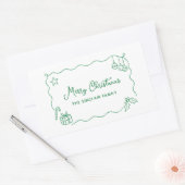 Kerstmis met speelse handgetekende krabbels minima rechthoekige sticker (Envelop)