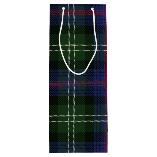 kerstmis met Tartan Clan Sutherland Green Check Wijn Cadeautas (Achterkant)