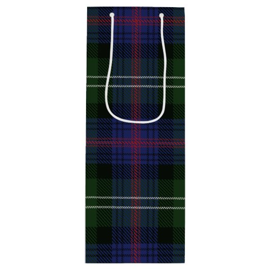 kerstmis met Tartan Clan Sutherland Green Check Wijn Cadeautas (Voorkant)