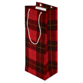 kerstmis met Tartan Clan Wallace Red Check Wijn Cadeautas (Achterkant Gekanteld)