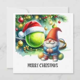 Kerstmis met tennis met tennisbal en racket feestdagenkaart