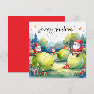Kerstmis met tennis met tennisthema feestdagenkaart