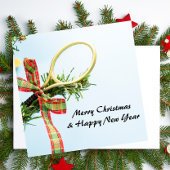 Kerstmis met tennisbal en racket feestdagenkaart