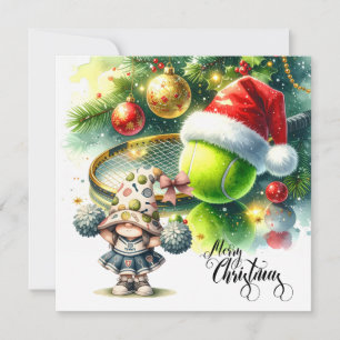 Kerstmis met tennisbal en racket feestdagenkaart