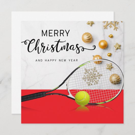 Kerstmis met tennisbal en racket feestdagenkaart (Voorkant / Achterkant)