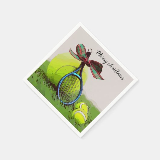 Kerstmis met tennisbal en racket servet (Hoek)