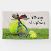 Kerstmis met tennisbal en racket spandoek (Horizontaal)