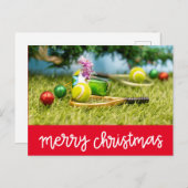 Kerstmis met tennisbal en siervoorwerpen feestdagenkaart (Voorkant / Achterkant)