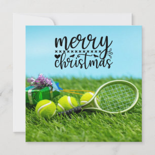 Kerstmis met tennisbal ornament H Feestdagenkaart